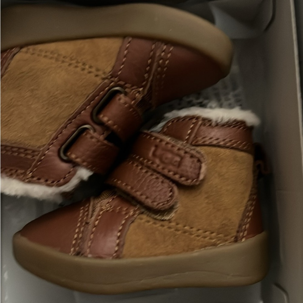 UGG Brown Baby Boots with Faux Fur